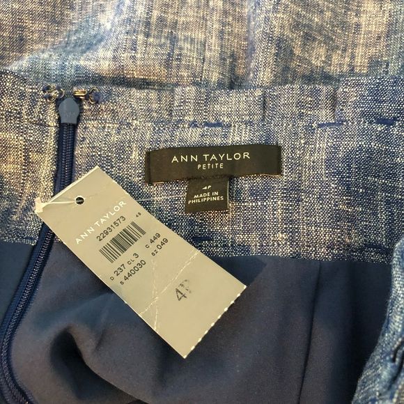 Ann Taylor Petite Blue Chambray Belted Paperbag Waist Pencil Skirt NWT size 4P - Picture 7 of 10